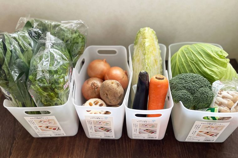 野菜ストッカーに野菜を収納した様子