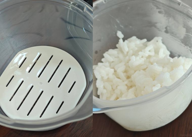 すのこ付き ごはん容器を開けた様子