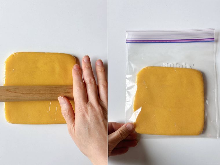 クッキー生地を冷凍する様子