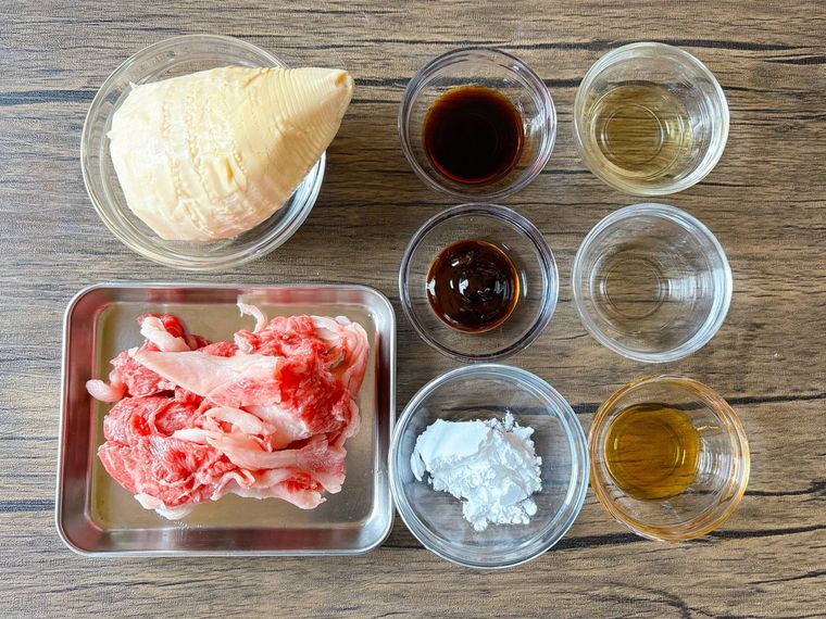 たけのこと牛肉の中華炒めの材料