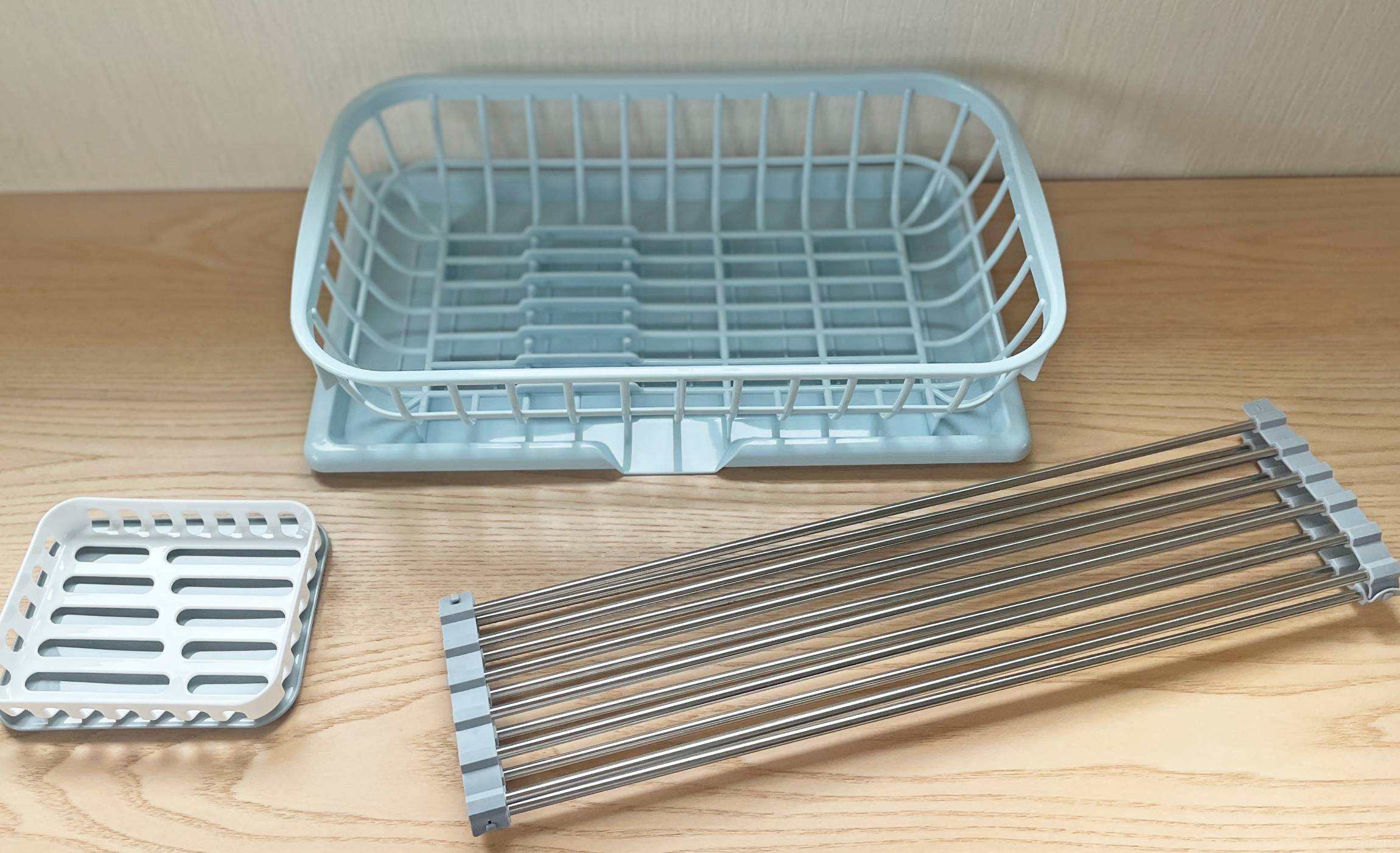 【お話し中】水切りラック(100均かご8個付き) これがすべて110円!? セリアの水切りかご3点がおしゃれで実用的すぎた