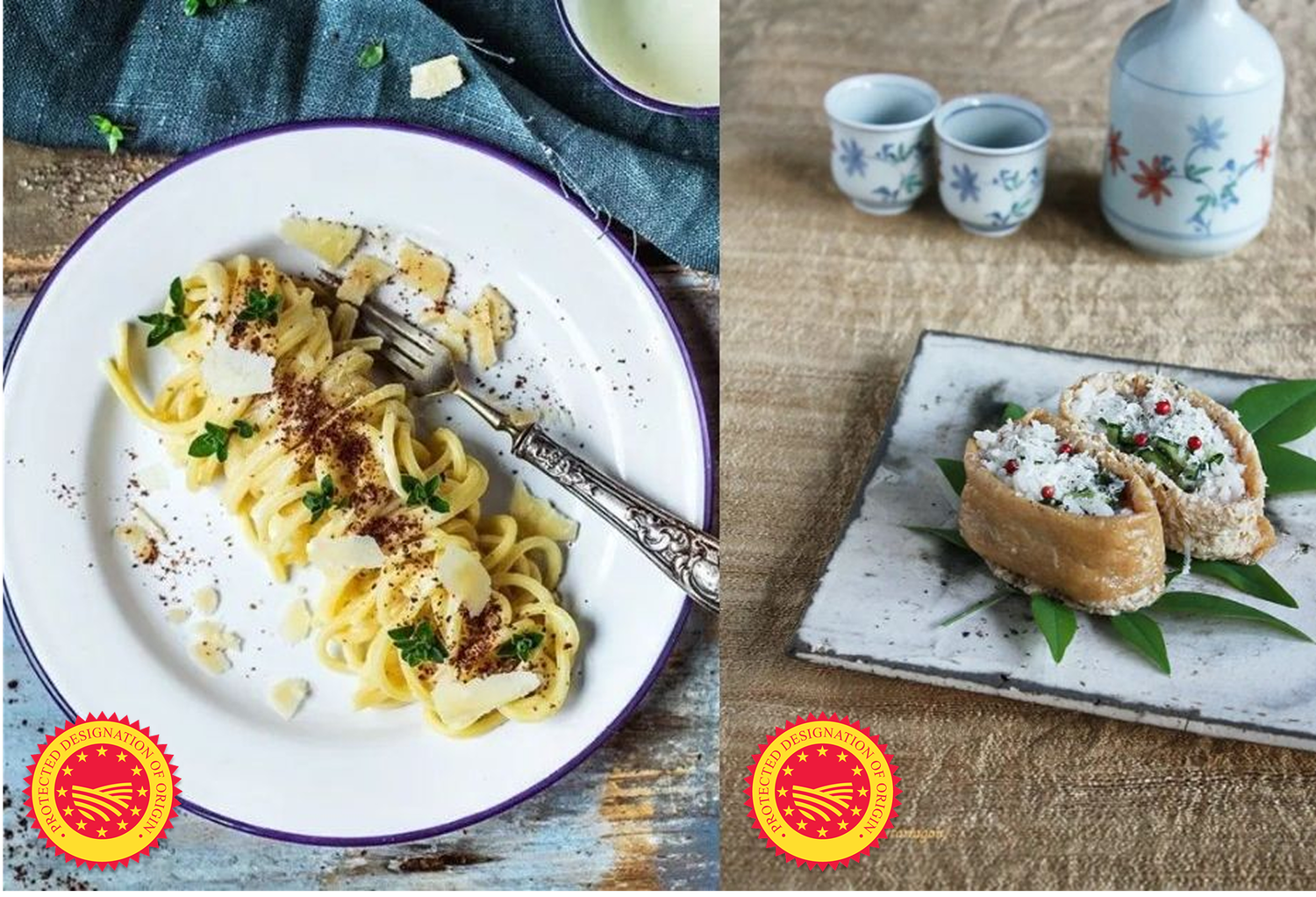 パスタといなり寿司