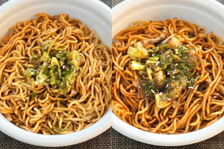 白い容器に入ったカップ焼きそばの比較
