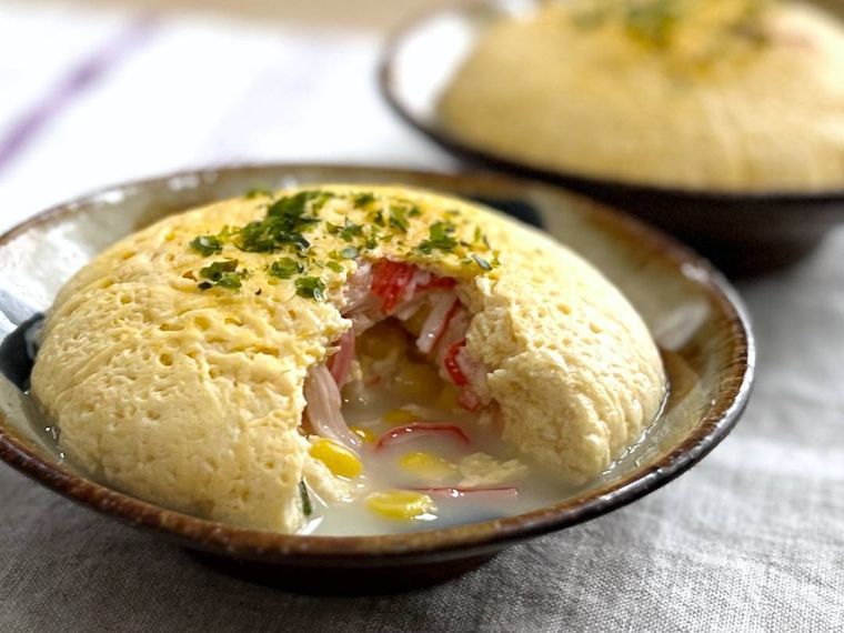 豆腐まんを割った様子