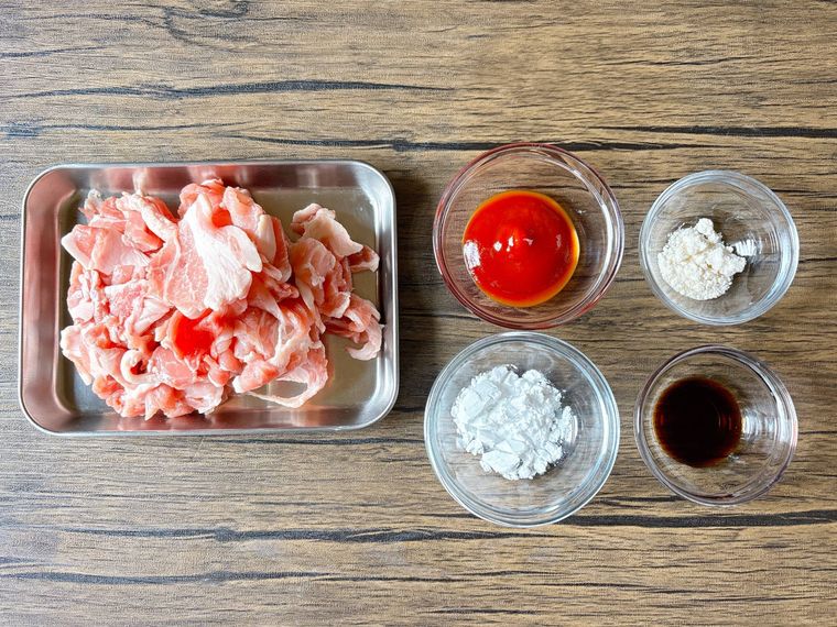 豚こまのケチャップ炒めの材料