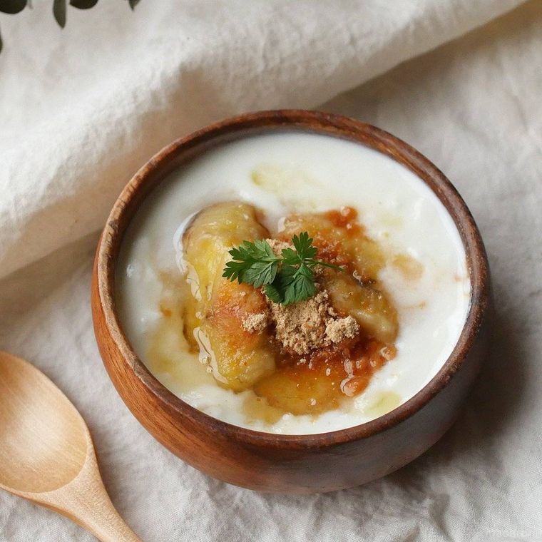 器に盛られたバナナヨーグルト