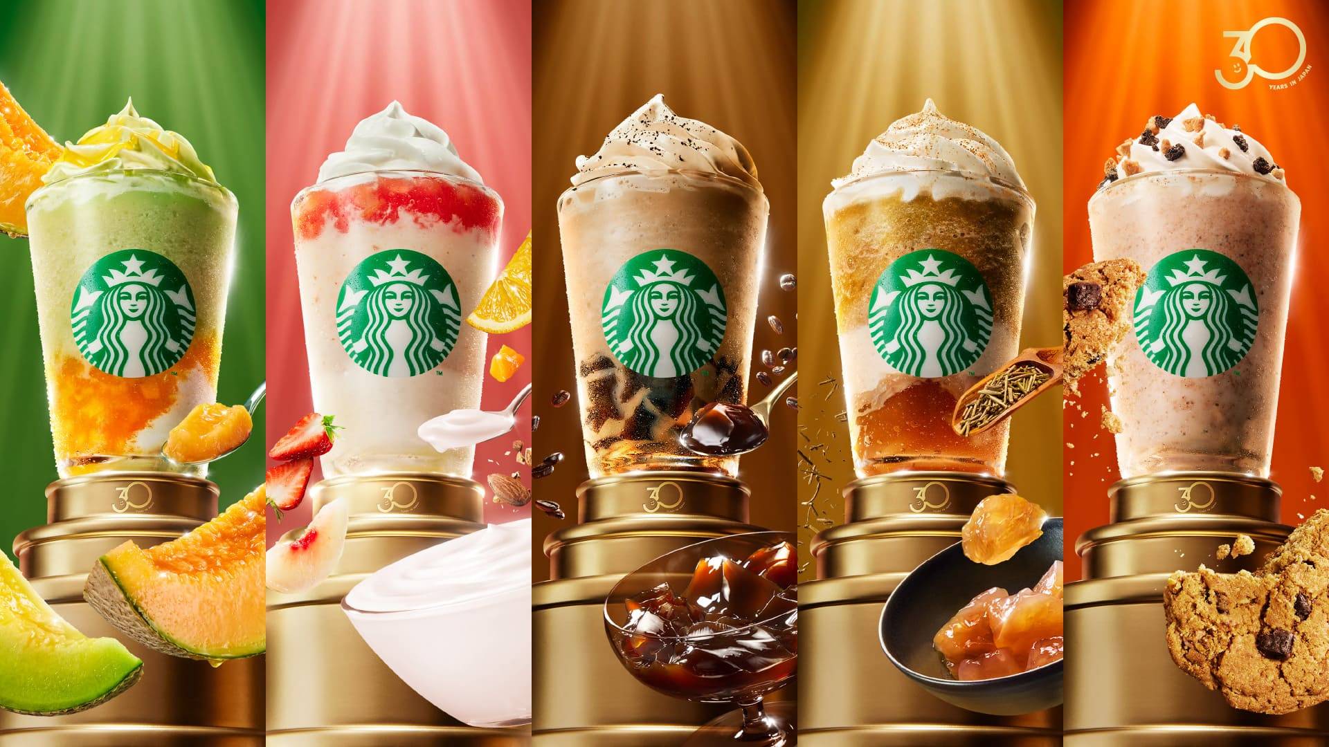 日本上陸30周年。スタバ新作「THE STAR フラペチーノ®」全5種を怒涛の