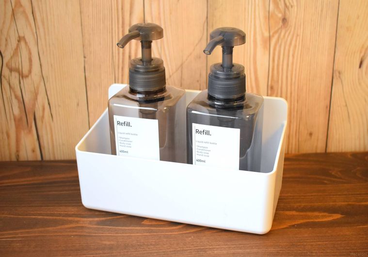 ボトルホルダーワイドにシャンプーボトルを置いたところ