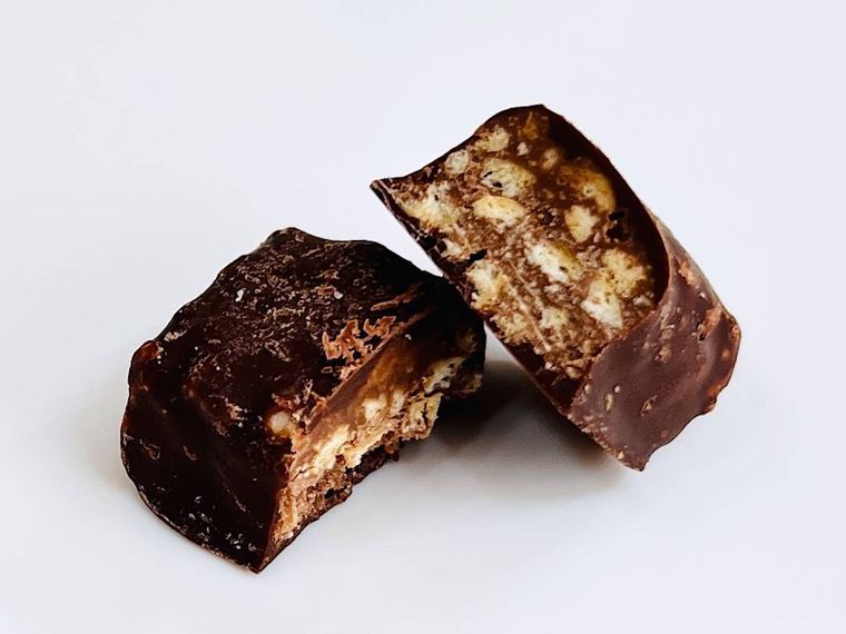 AI発案 合体しちゃったきたきたのこのこの山里を半分にカットした様子