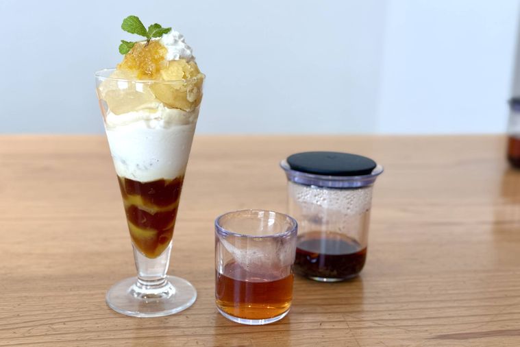 はちみつレモンのレアチーズパフェと和紅茶