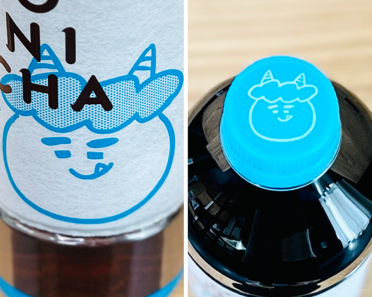 ONICHA 麦茶のラベルとキャップ