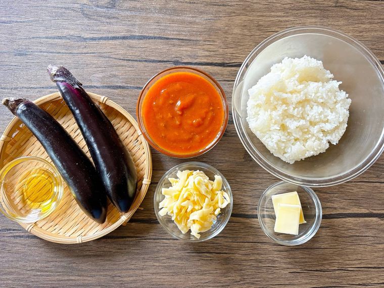 なすのミートチーズドリアの材料