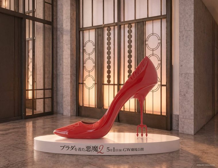 巨大ハイヒール・オブジェを特別展示