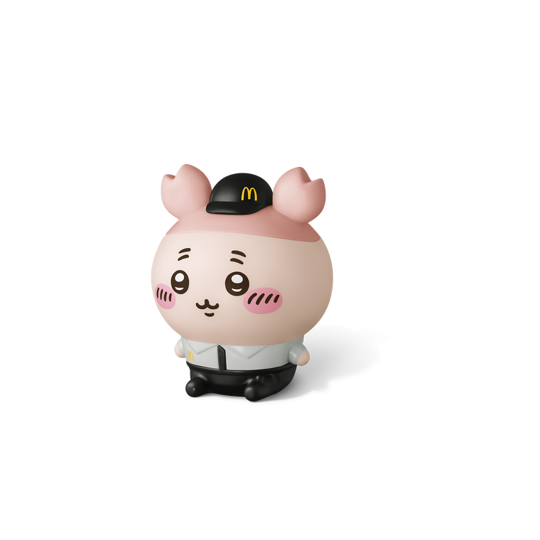 マクドナルドのクルーの制服を着た古本屋の3Dフィギュア