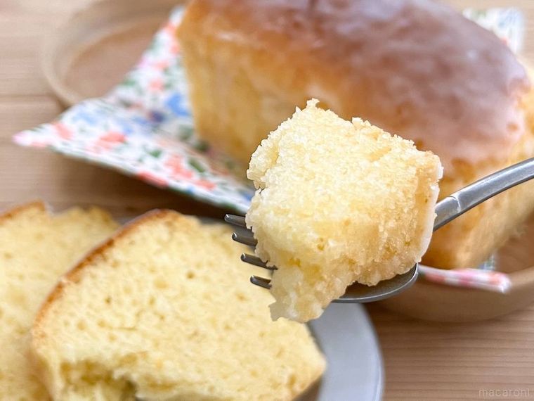 ファンタケーキをフォークですくった様子