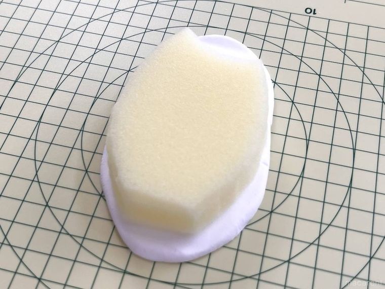 粘土にスポンジを貼り付けた様子