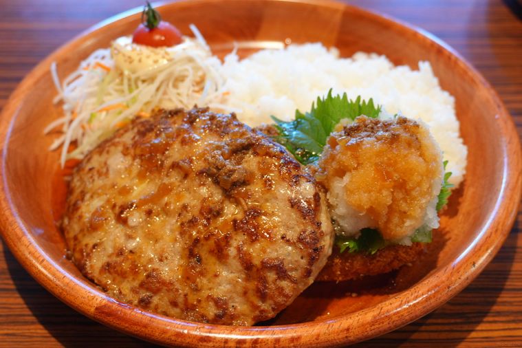 メンチカツおろしそハンバーグディッシュ