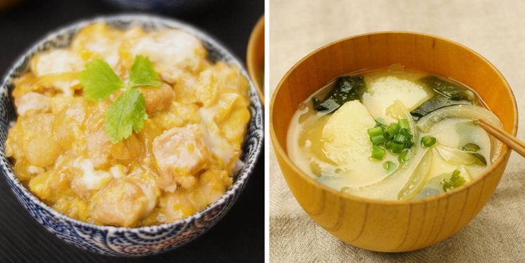 親子丼献立のコラージュ