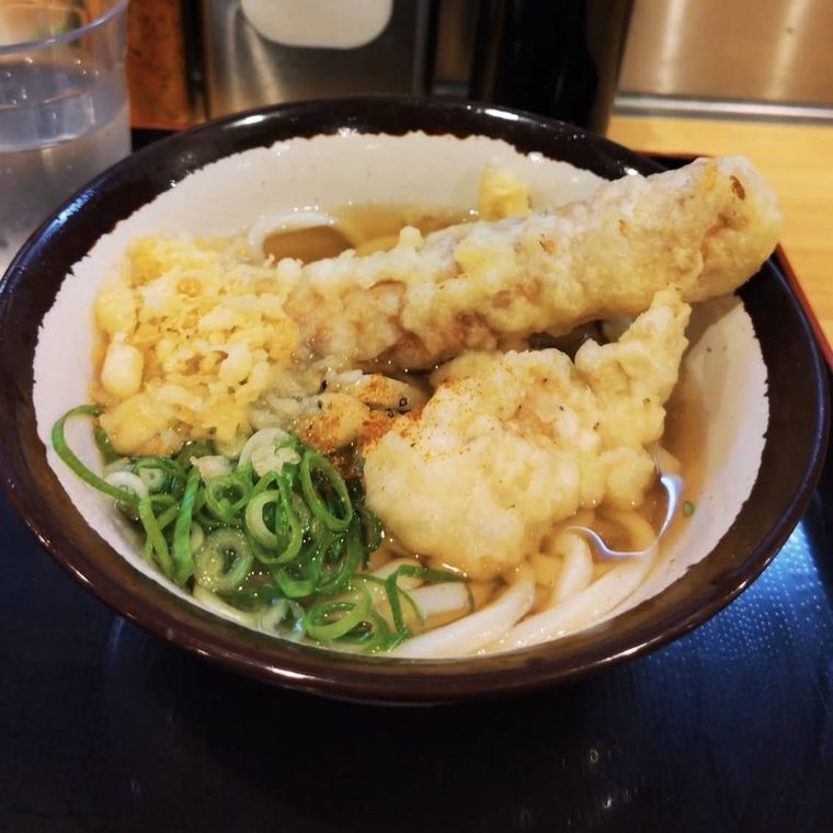 とり天とちくわ天がのったうどん