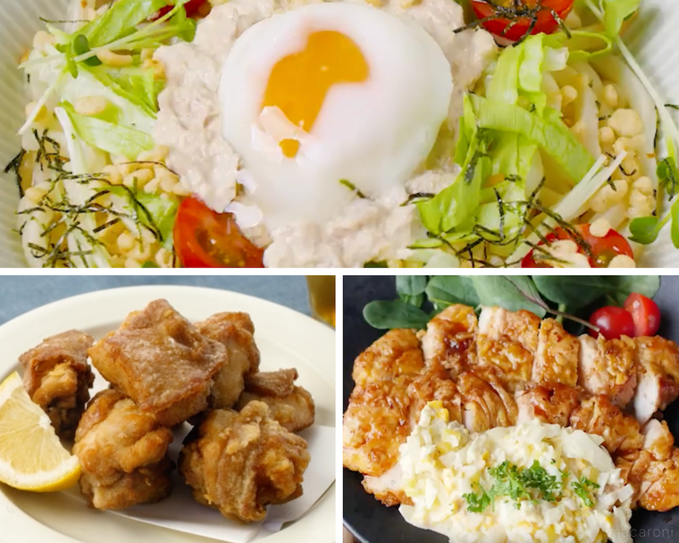 サラダうどん、唐揚げ、チキン南蛮