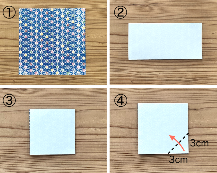 折り紙で風鈴を作っている様子