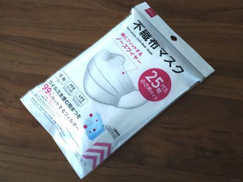 不織布マスクが机の上に置いてある