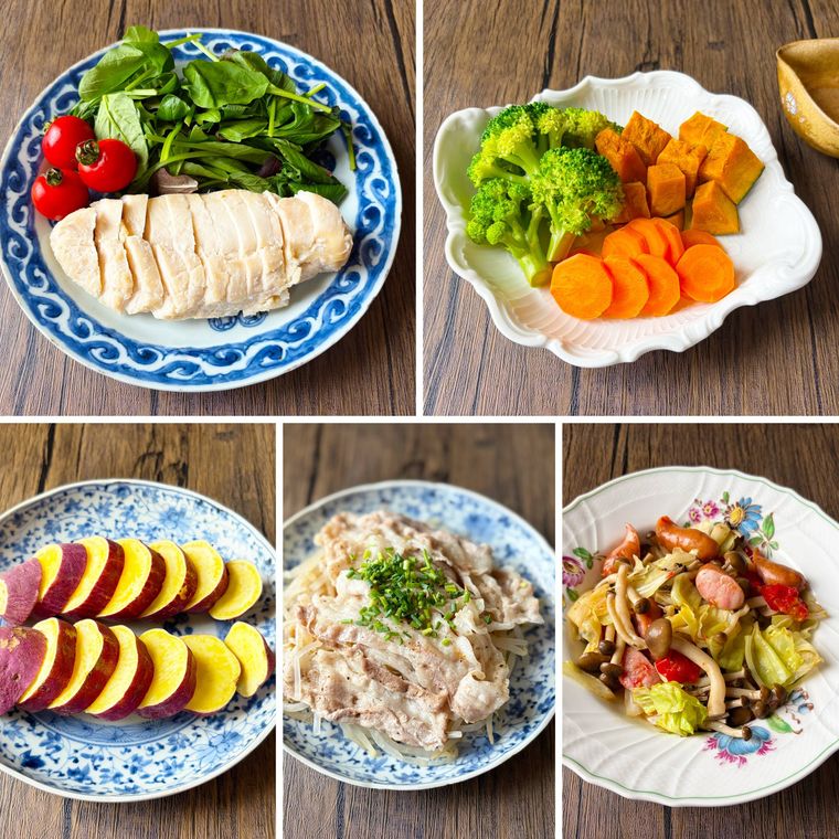 温野菜メーカーのおすすめレシピ5品をコラージュしたもの