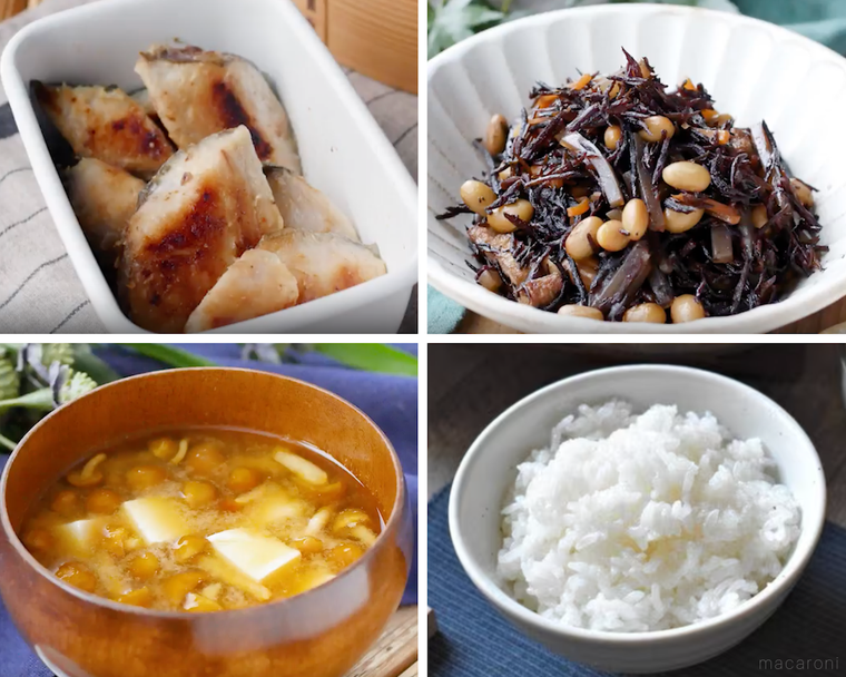 さわらの西京焼き、ひじき煮、味噌汁、ごはん