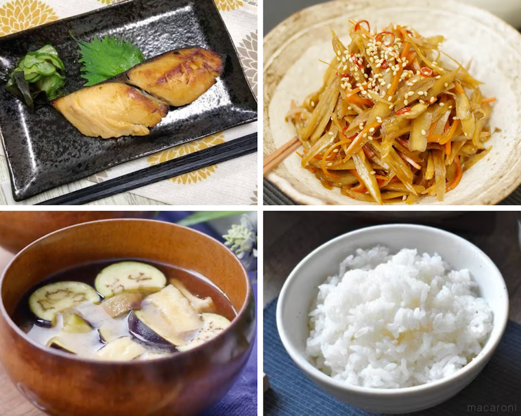 さわらの西京焼き、きんぴらごぼう、味噌汁、ごはん