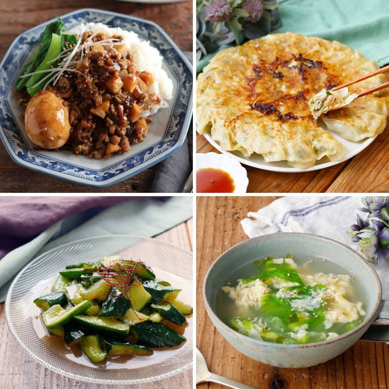 ルーローハンと焼き餃子の献立コラージュ