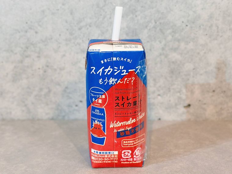 CHABAAのウォーターメロンジュースパッケージの裏側
