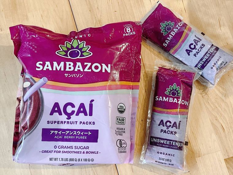 サンバゾン オーガニックアサイースムージーパックのパッケージ