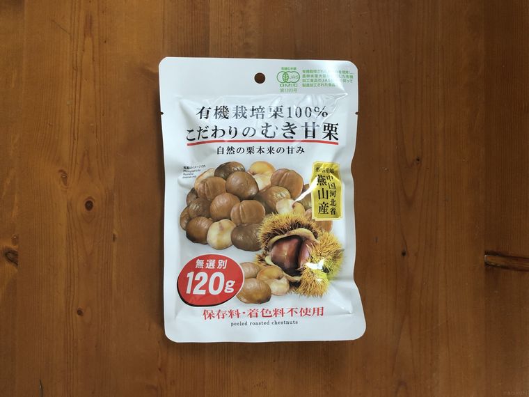 むき甘栗のパッケージ表面