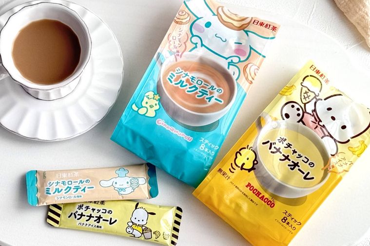 シナモロールのミルクティーとポチャッコのバナナオーレ