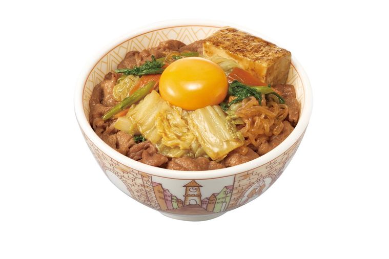 月見すきやき牛丼の