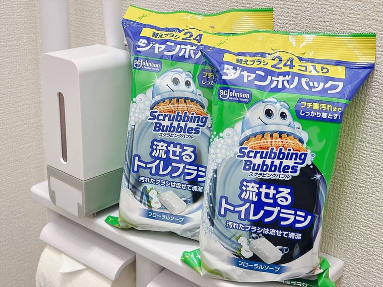 コストコで買ったジョンソン スクラビングバブル 流せるトイレブラシ