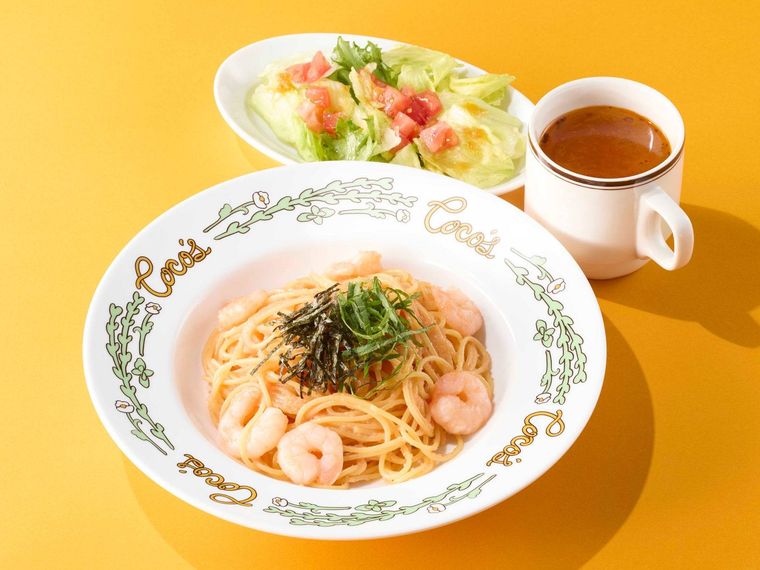 2. ぷりぷり海老と明太子のパスタランチ