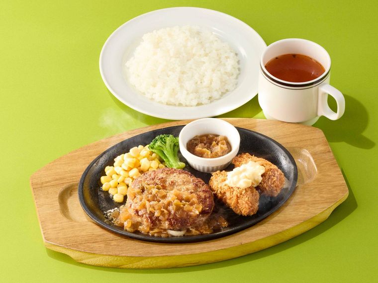 5. ハンバーグ牡蠣フライランチ