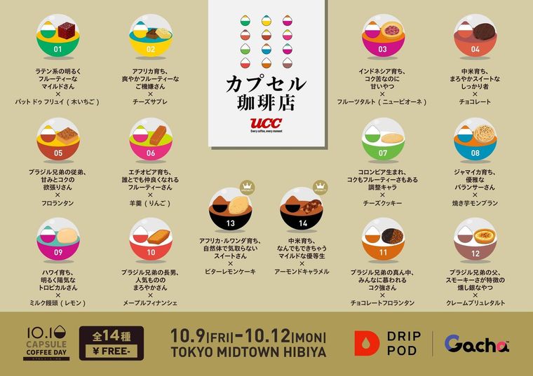 14通りのコーヒーお菓子のマリアージュ