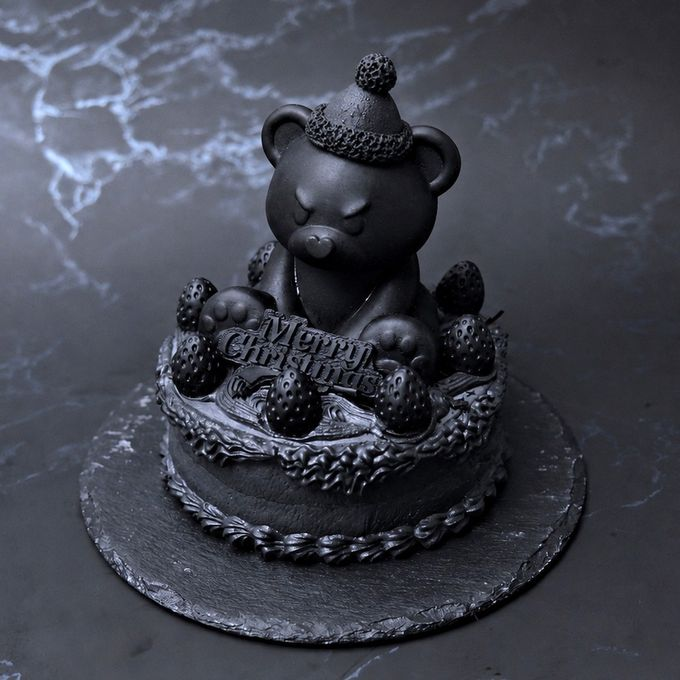 漆黒ショートケーキサンタテディベアケーキ