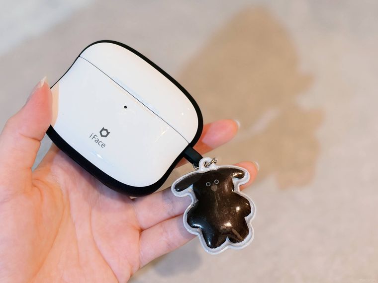 めじるしアクセサリーをつけたイヤホンケース