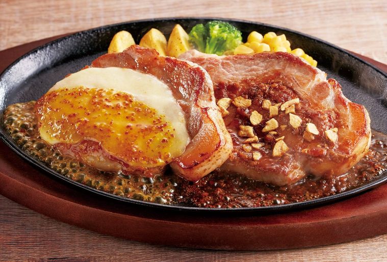 5. 豚肩ロースステーキダブルゴールデンマスタードソースにんにく醤油