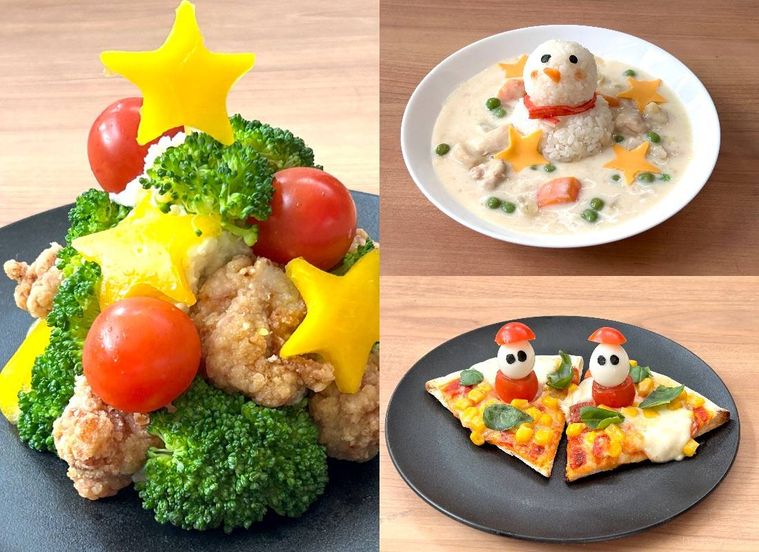 子どもが好きなクリスマス料理が並んでいるところ