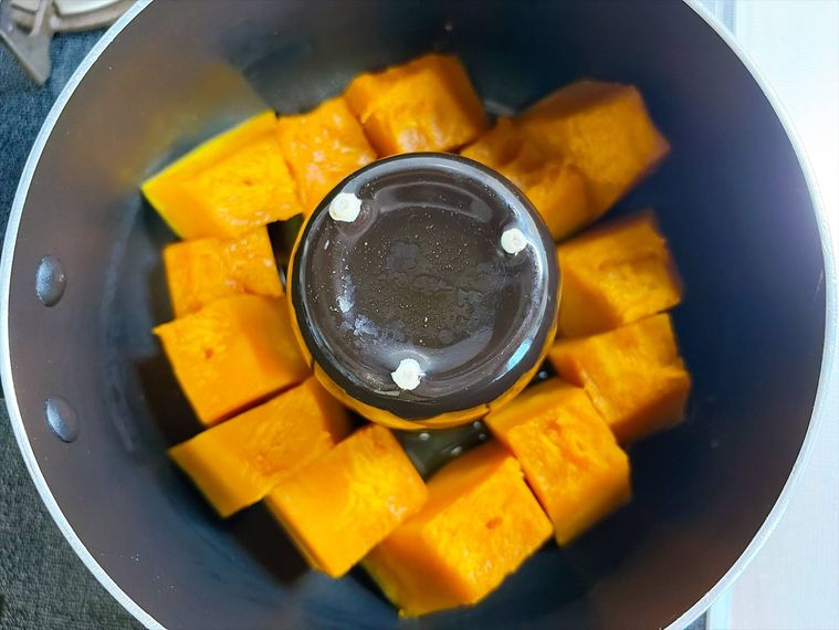 かぼちゃの煮物の煮汁がなくなった様子