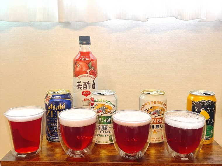 4種類のビールと美酢の集合写真