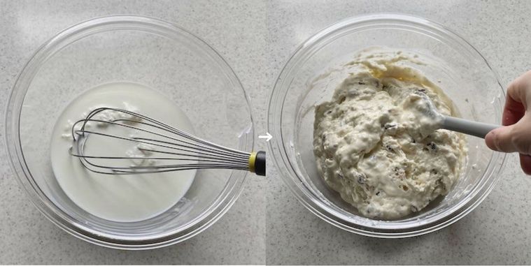 ボウルに材料を入れて混ぜている様子