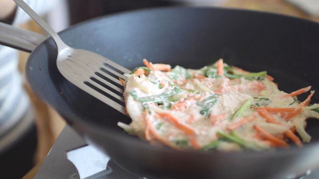 卵を使わずにカリッと焼いた野菜たくさんもちもちチヂミの作り方の画像