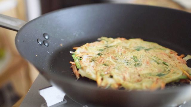 卵を使わずにカリッと焼いた野菜たくさんもちもちチヂミの作り方の画像