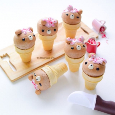 かわいくて食べるのがもったいない「アイスクリーム風クマちゃんパン」のレシピ
