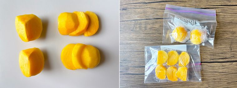 カットした柿を冷凍保存する方法